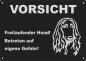 Preview: Aluminium Warnschild Afghanischer Windhund VORSICHT Freilaufender Hund! Betreten auf eigene Gefahr!